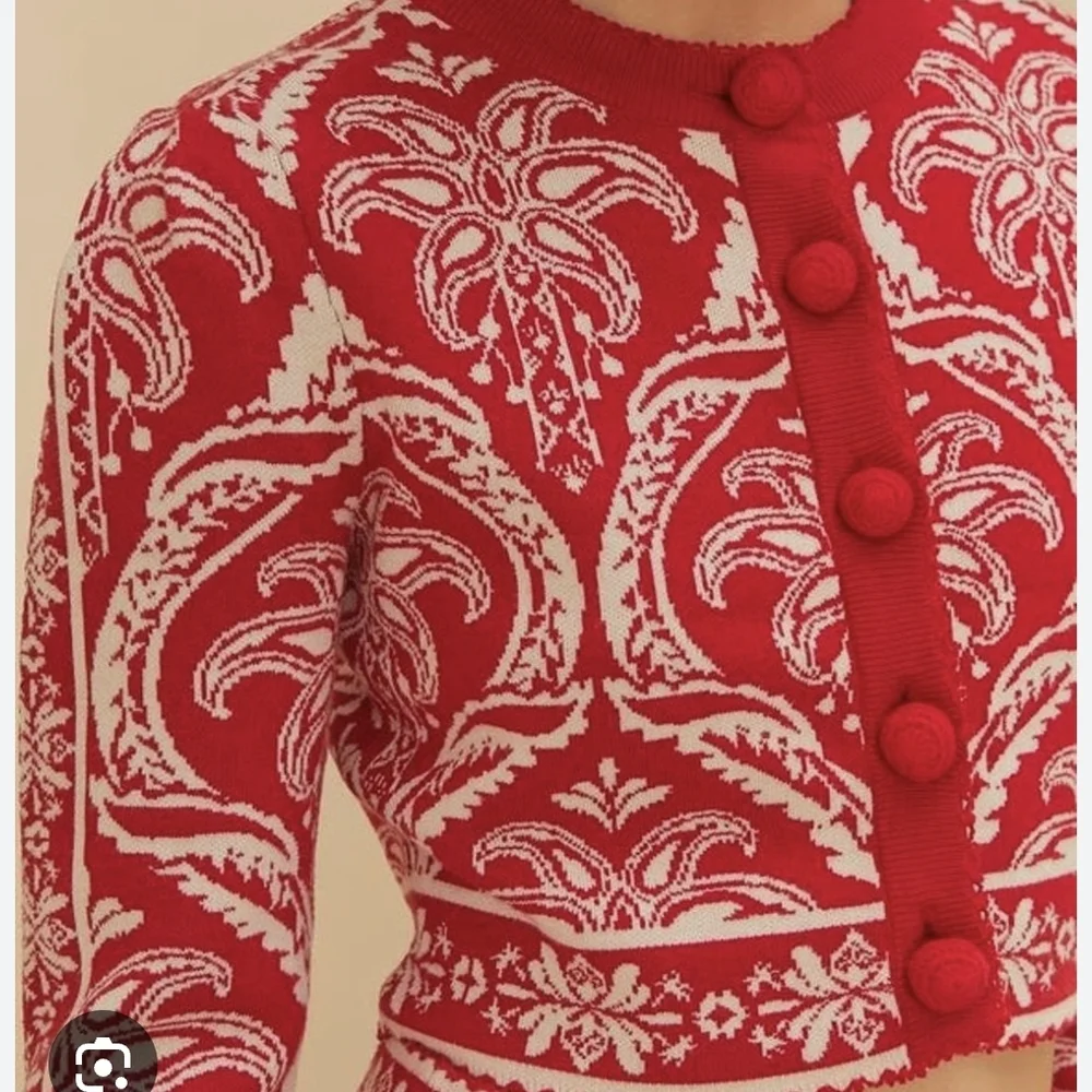 FARM Rio Red Romantic Garden Intarsia Cardigan - Picture 3 of 8